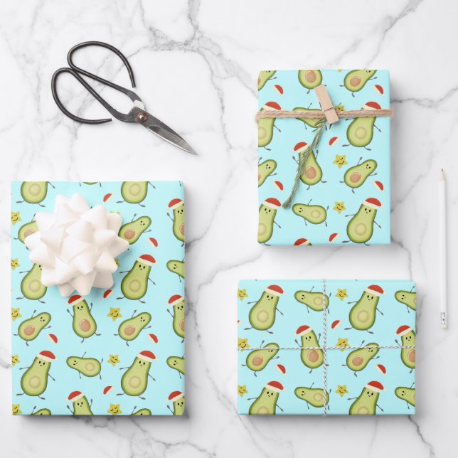 Avocados & Weihnachten Geschenkpapier Set (Vorderseite)