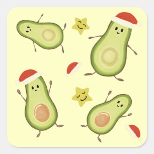 Avocados & Weihnachten Quadratischer Aufkleber
