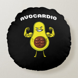 Avocardio Fitness Avocado Funny Vegan Workout Joke Rundes Kissen