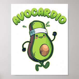 Avocardio Funny Running Marathon Runner Poster