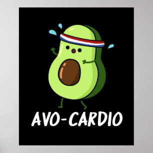 Avocardio Lustige Übung Avocado Wortspiel Dunkler Poster