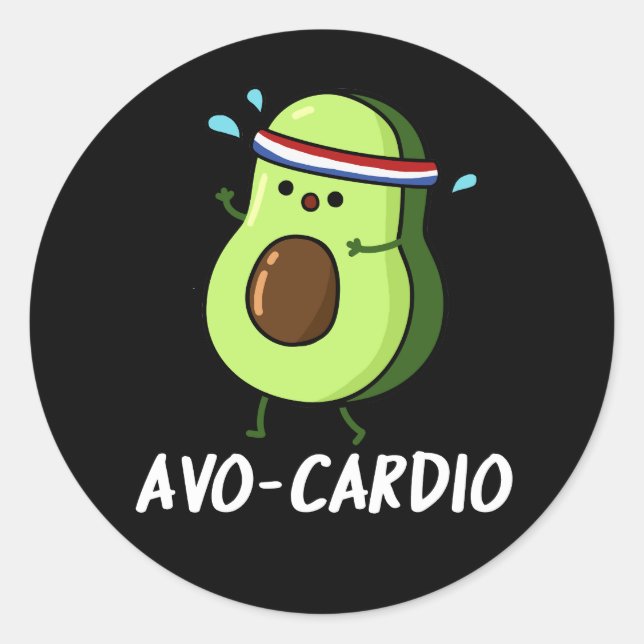 Avocardio Lustige Übung Avocado Wortspiel Dunkler  Runder Aufkleber (Vorderseite)