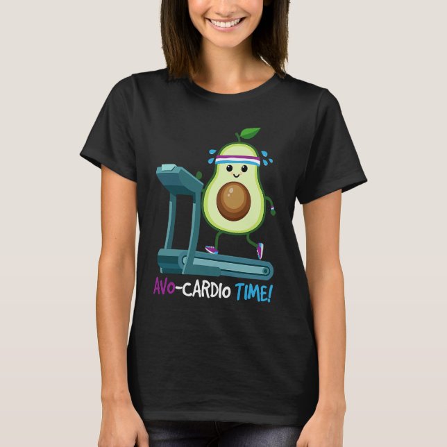 Avocardio Time! Avocado Cardio Jogging Vegan Fitne T-Shirt (Vorderseite)