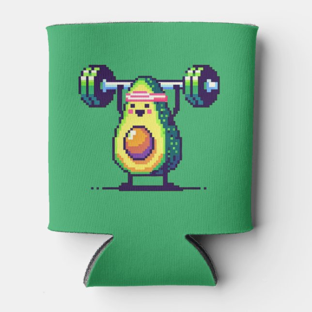 Avocardio Workout - Quirky 8-Bit-Fitness Avocado Dosenkühler (Vorderseite)