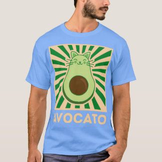 Avocato Cat Avocado Vegan Funny Retro Vintag Gree T-Shirt