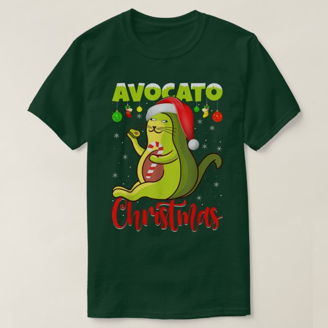 Avocato Cat Lover Xmas Lights Santa Avocado Cat Ch T-Shirt (Design vorne)