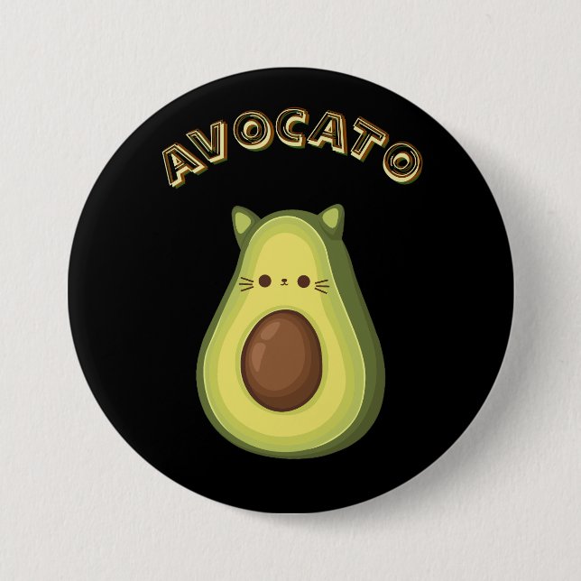 AVOCATO - Funny Niedlich Cat & Avocado Lovers Butt Button (Vorderseite)