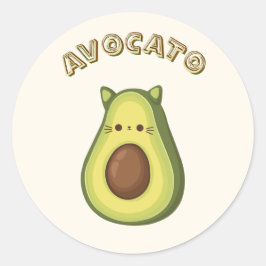 AVOCATO - Funny Niedlich Cat & Avocado Lovers Stic Runder Aufkleber