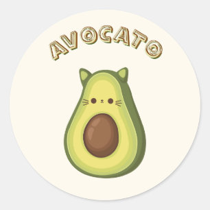 AVOCATO - Funny Niedlich Cat & Avocado Lovers Stic Runder Aufkleber