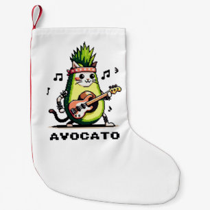 Avocato - Funny Pixel Art Avocado Cat Playing Bass Kleiner Weihnachtsstrumpf