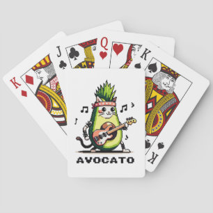 Avocato - Funny Pixel Art Avocado Cat Playing Bass Spielkarten