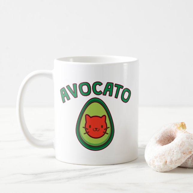Avocato Katze und Avocado-lustiger Kaffeetasse (Mit Donut)