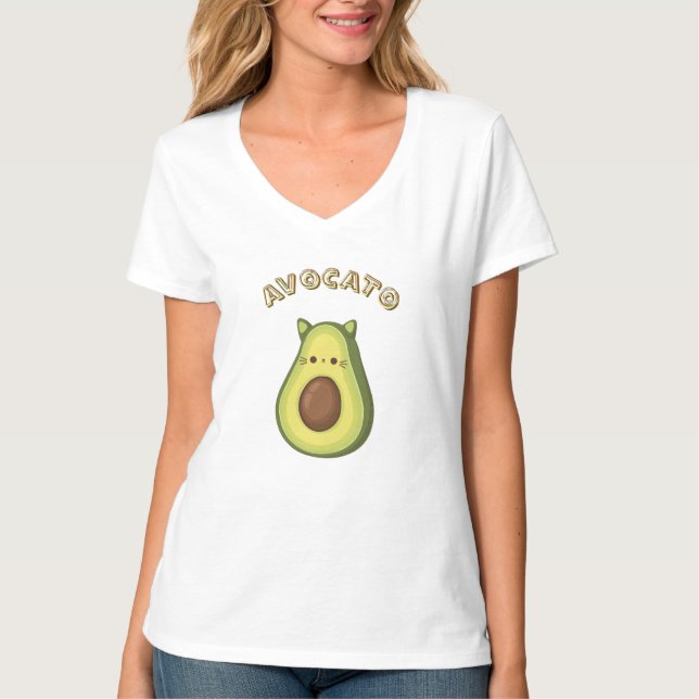 AVOCATO - Niedliche Funny Cat & Avocado Liebhaber  T-Shirt (Vorderseite)