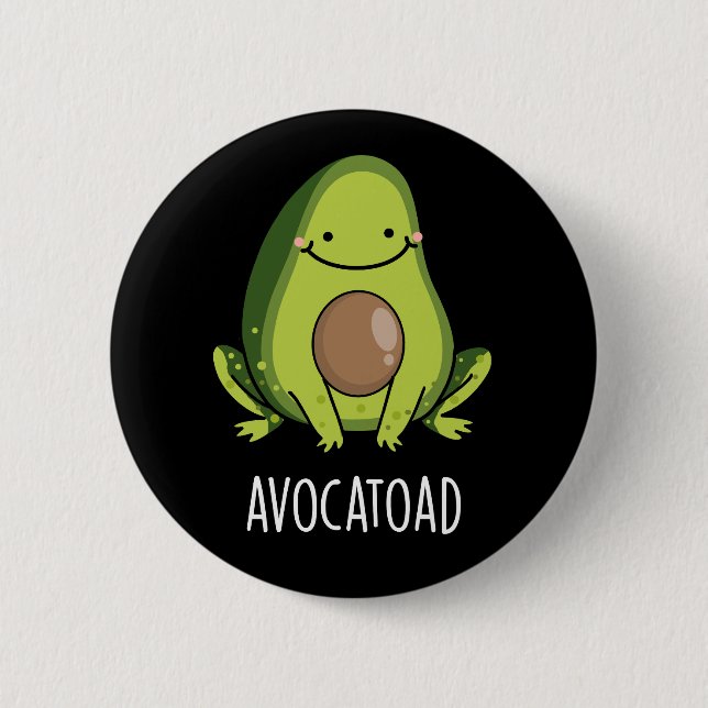Avocatoad Funny Avocado Toad Pun Dark BG Button (Vorderseite)