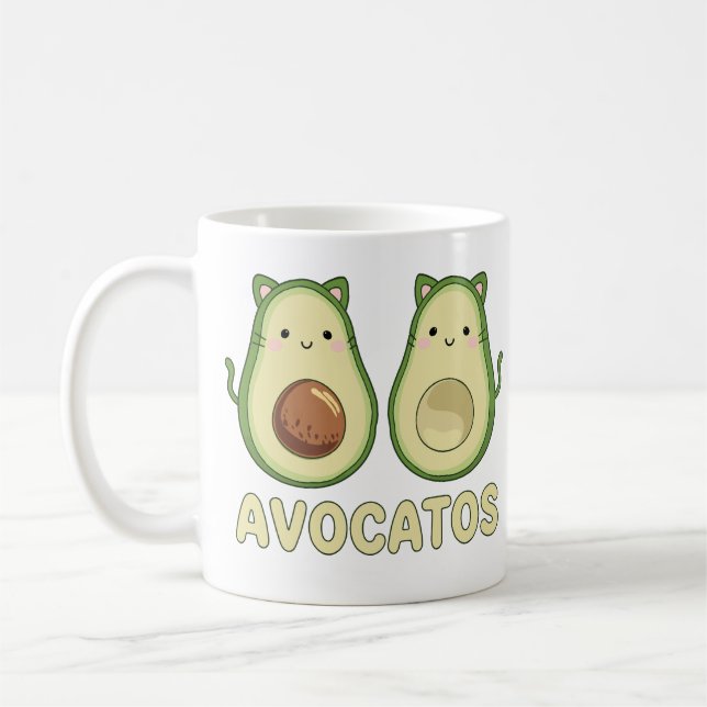 Avocatos Kawaii Cat & Avocado Kaffeetasse (Links)