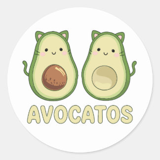 Avocatos Kawaii Cat & Avocado Runder Aufkleber