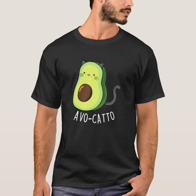 Avocatto Funny Avocado Cat Pun Dark BG T-Shirt (Vorderseite)