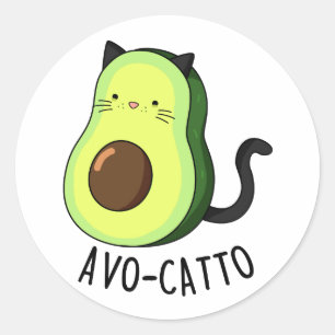 Avocatto Funny Avocado Cat Pun Runder Aufkleber
