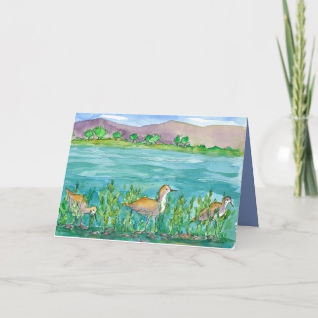 Avocet Lake Shore Birds Happy Birthday Karte (Vorderseite)