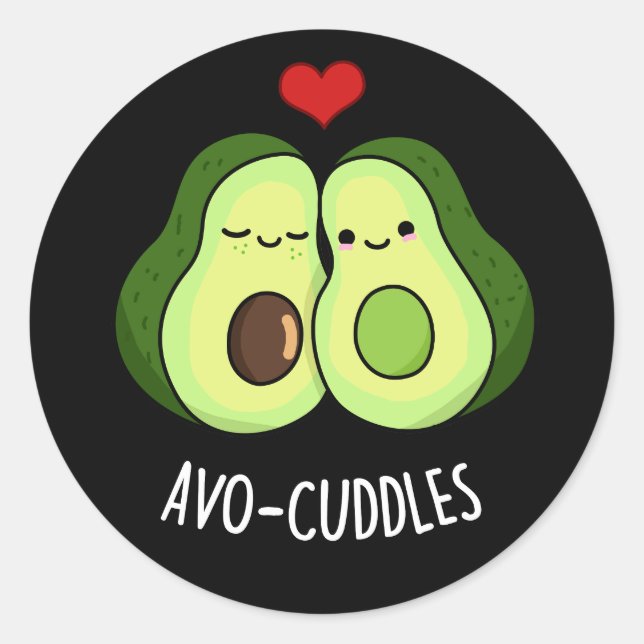 Avocuddles Funny Avocado Couple Pun Dark BG Runder Aufkleber (Vorderseite)