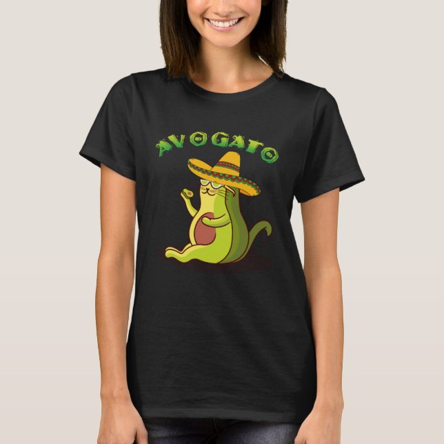 Avogato Cat Avocado Cinco de Mayo Cute Cat Mexico  T-Shirt (Vorderseite)
