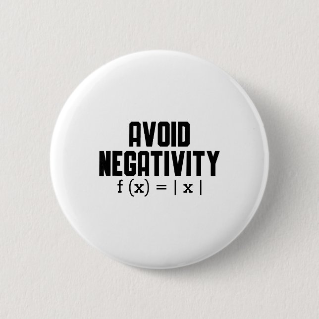 Avoid Negativity Funny Teacher Math Equation Quote Button (Vorderseite)