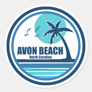 Avon Beach North Carolina Palm Tree Birds Runder Aufkleber
