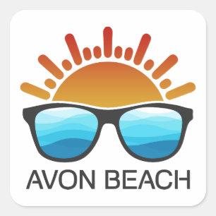 Avon Beach North Carolina Sonnenbrille Quadratischer Aufkleber