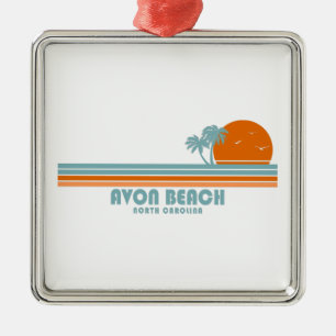 Avon Beach North Carolina Sun Palm Trees Ornament Aus Metall