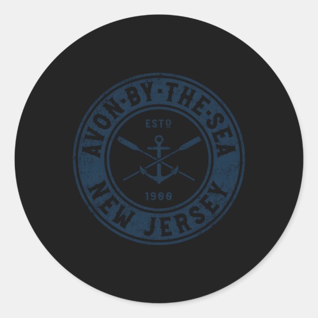 Avon-by-the-Sea New Jersey Nj Boat Anchor Oars Runder Aufkleber (Vorderseite)