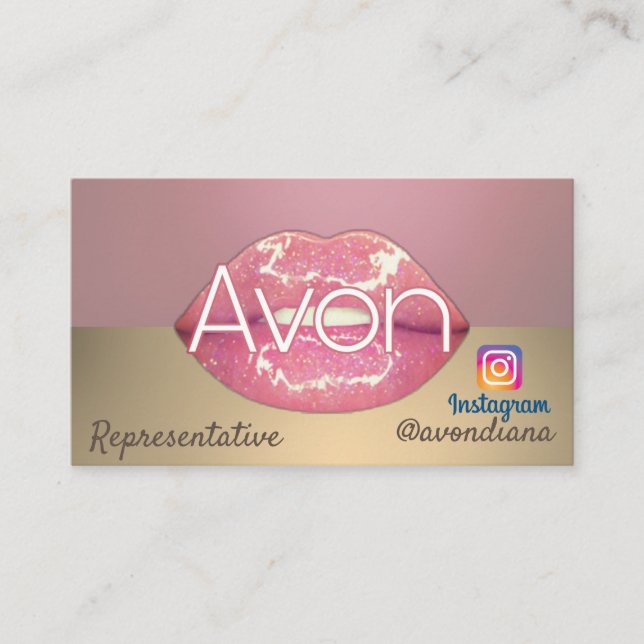 Avon Instagram Logo rosa und goldene Ästhetik Visitenkarte (Vorderseite)