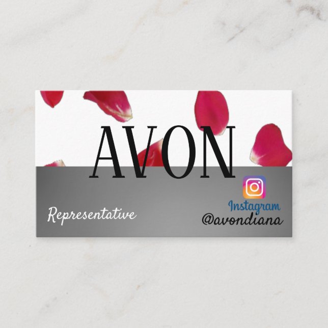 Avon Instagram Logo silber ästhetische Rose Visitenkarte (Vorderseite)