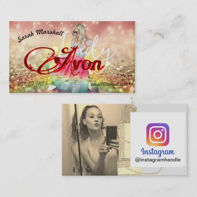 Avon Lady Instagram Business Card Visitenkarte (Vorne/Hinten)