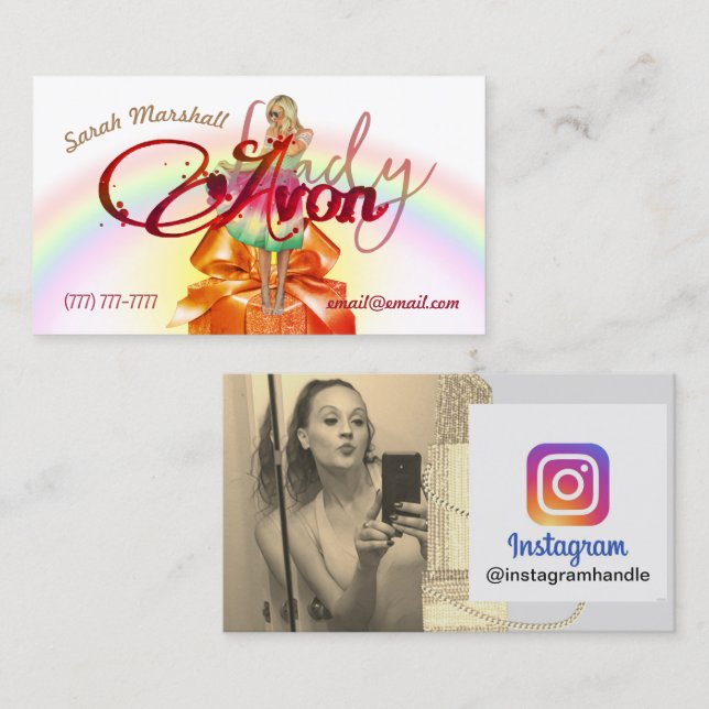 Avon Lady Instagram Business Card Visitenkarte (Vorne/Hinten)
