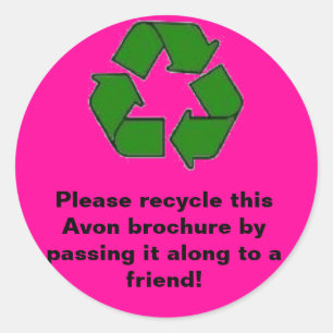 Avon:  Recyceln Sie bitte Broschüre Runder Aufkleber