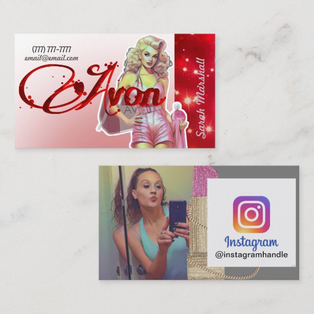 Avon Representative Instagram Business Card Visitenkarte (Vorne/Hinten)