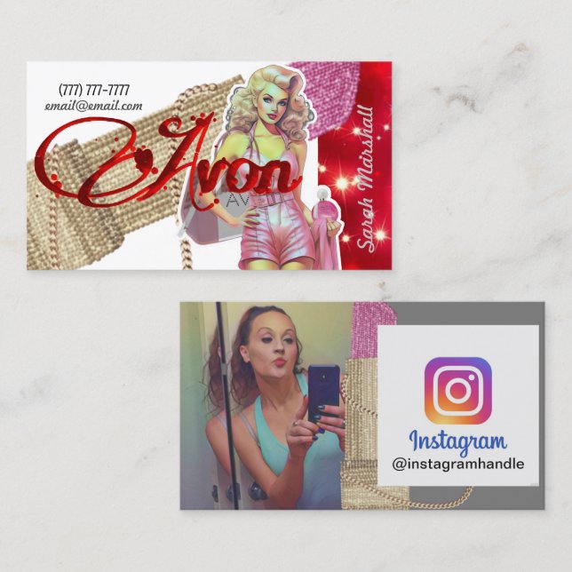 Avon Representative Instagram Business Card Visitenkarte (Vorne/Hinten)