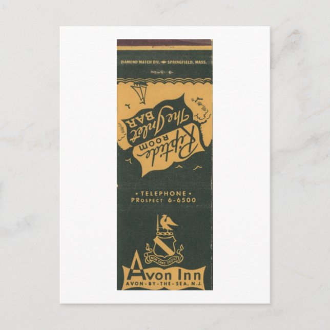 Avon von the Sea NJ, Avon Inn 1950s Matchbook Postkarte (Vorderseite)