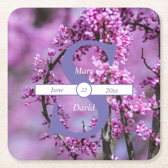 Avondale Redbud Art Wedding Paper Untersetzer (Vorderseite)