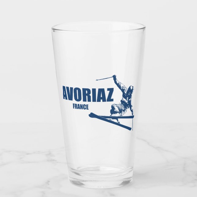 Avoriaz France Skier Glas (Vorderseite)