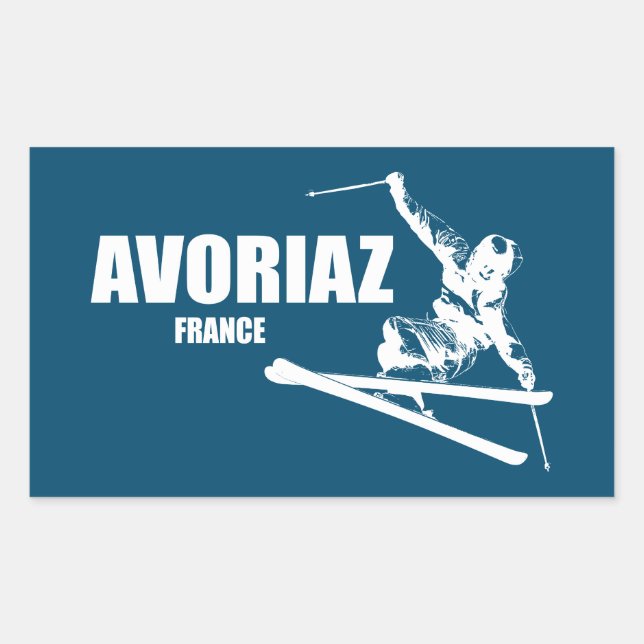 Avoriaz France Skier Rechteckiger Aufkleber (Vorderseite)