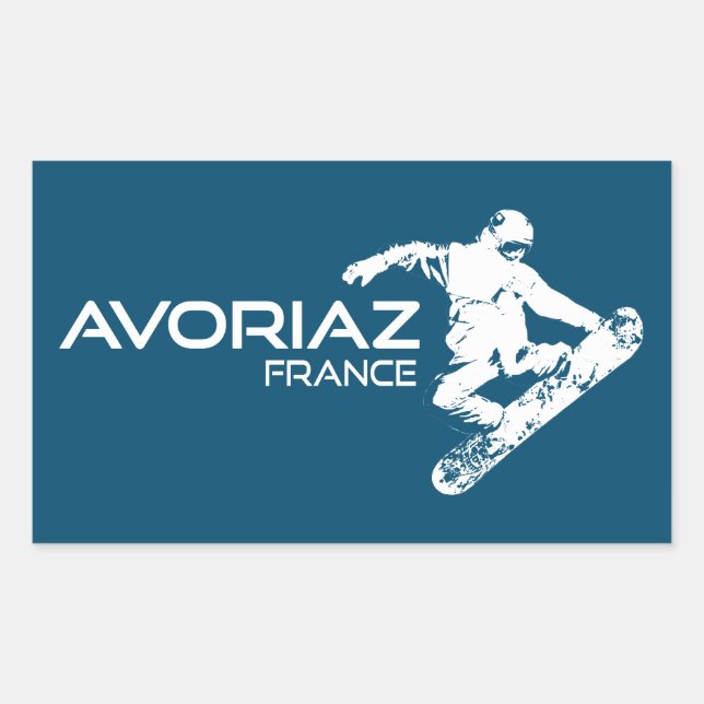 Avoriaz France Snowboarder Rechteckiger Aufkleber (Vorderseite)