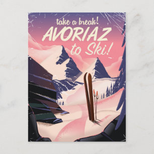 Avoriaz Frankreich Skifahrplakat Postkarte