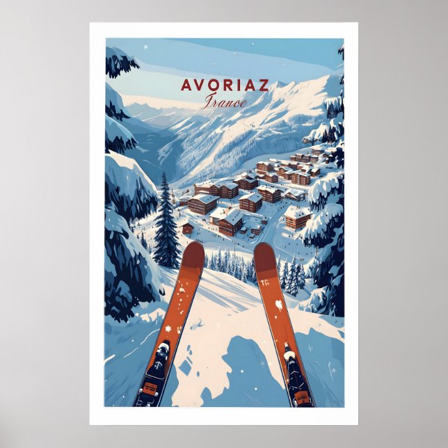 Avoriaz Portes du Soleil Slopes Print French Poster (Vorne)