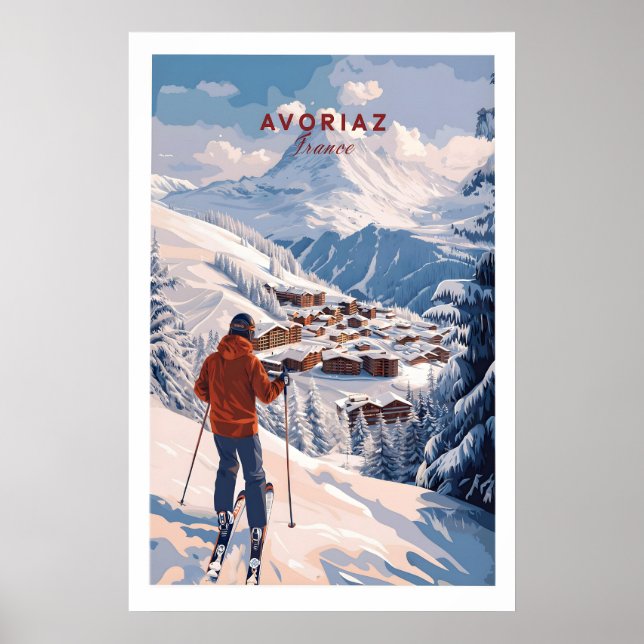 Avoriaz Portes du Soleil Slopes Ski Print French Poster (Vorne)