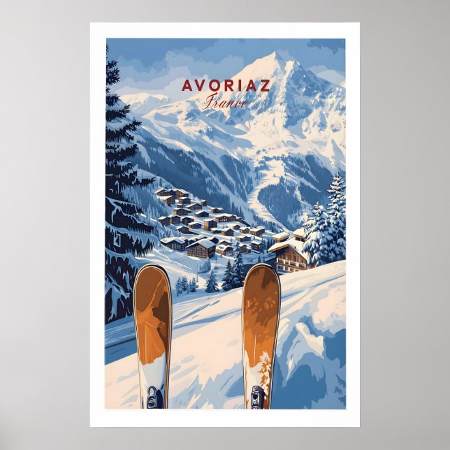 Avoriaz Ski Resort Print French Alps Winter Wall Poster (Vorne)