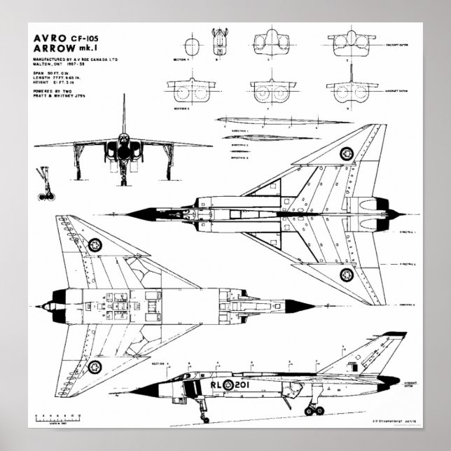 Avro Arrow Blueprints Poster (Vorne)
