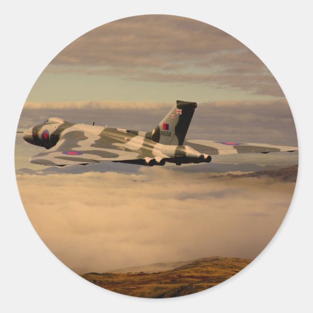 Avro Vulcan Bomber XH558 Runder Aufkleber (Vorderseite)