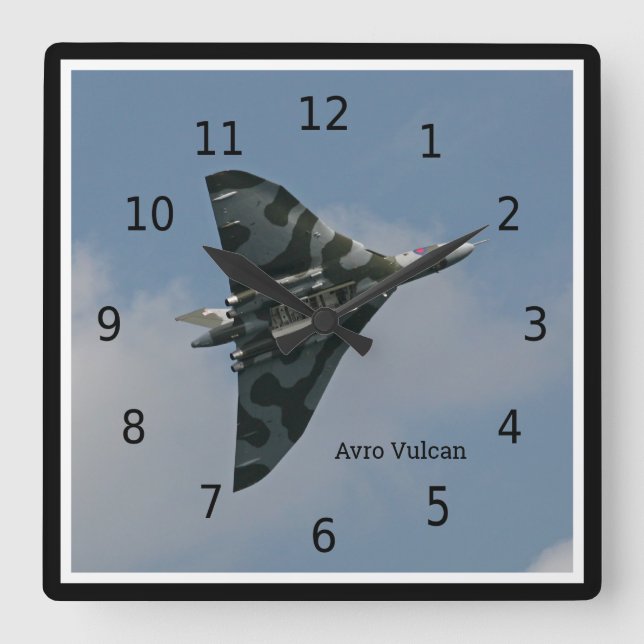 Avro Vulcan Delta Wing Bomber, personalisierbar Quadratische Wanduhr (Vorderseite)