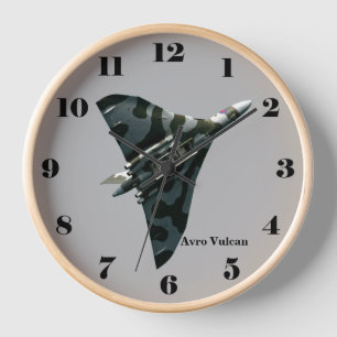 Avro Vulkan Delta Wing Bomber auf grau alle Zahlen Wanduhr